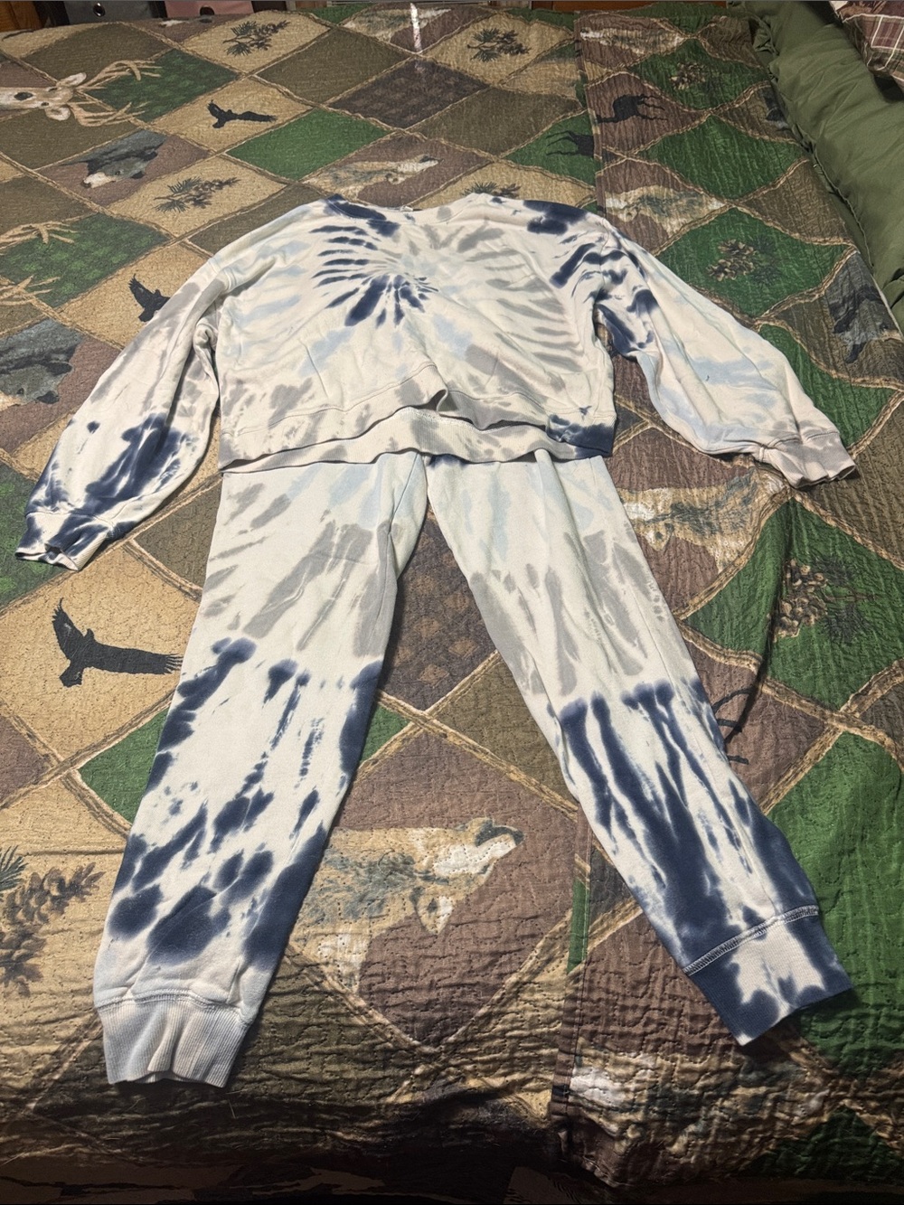 Z Supply Navy and White Tie-Dye Jogger Set top small pants xs